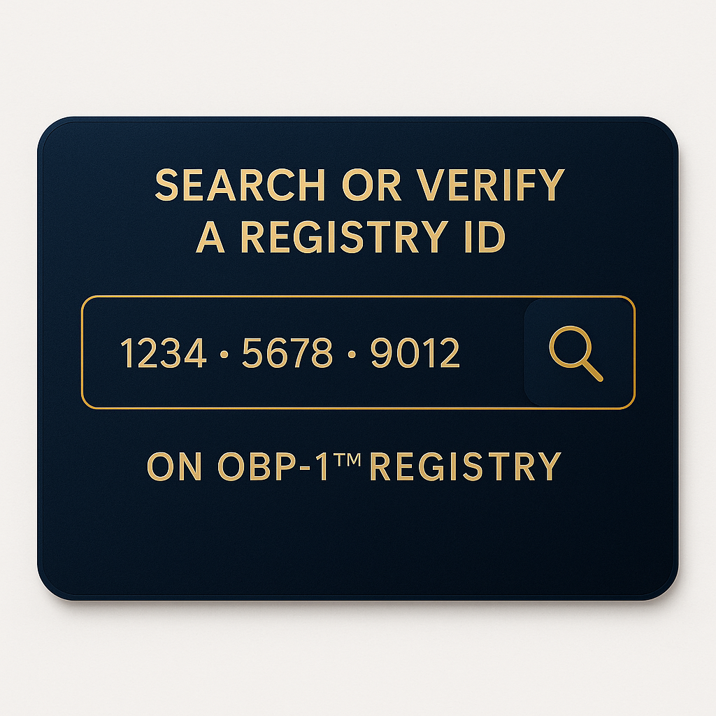 Search and verify an OBP-1™ Registry ID